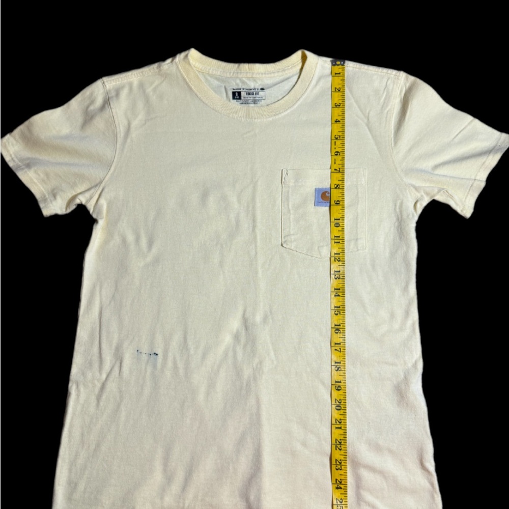 Carhartt Pocket T Shirt Yellow Loose Fit Heavyweight Cotton Small - Picture 8 of 10